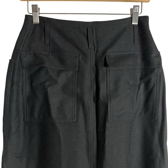 Vintage Strenesse Black Virgin Wool Midi Skirt Size 8 - Picture 6 of 9